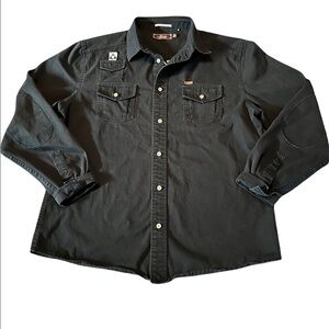 AKOO MENS BLACK LONG SLEEVE BUTTON DOWN SHIRT JACKET SIZE XL